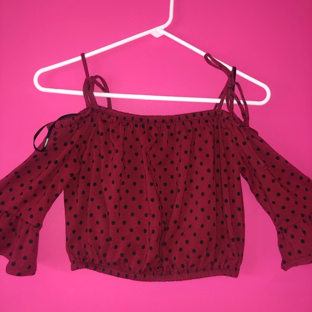 Forever 21 Polka Dot Cold Shoulder Top